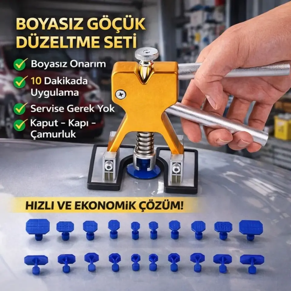 Profesyonel Boyasız Göçük Düzeltme Seti 20 Parça Kaporta Çektirme Göçük Düzeltici Kaput Kapı Çamurluk Göçük Onarım Aparatı