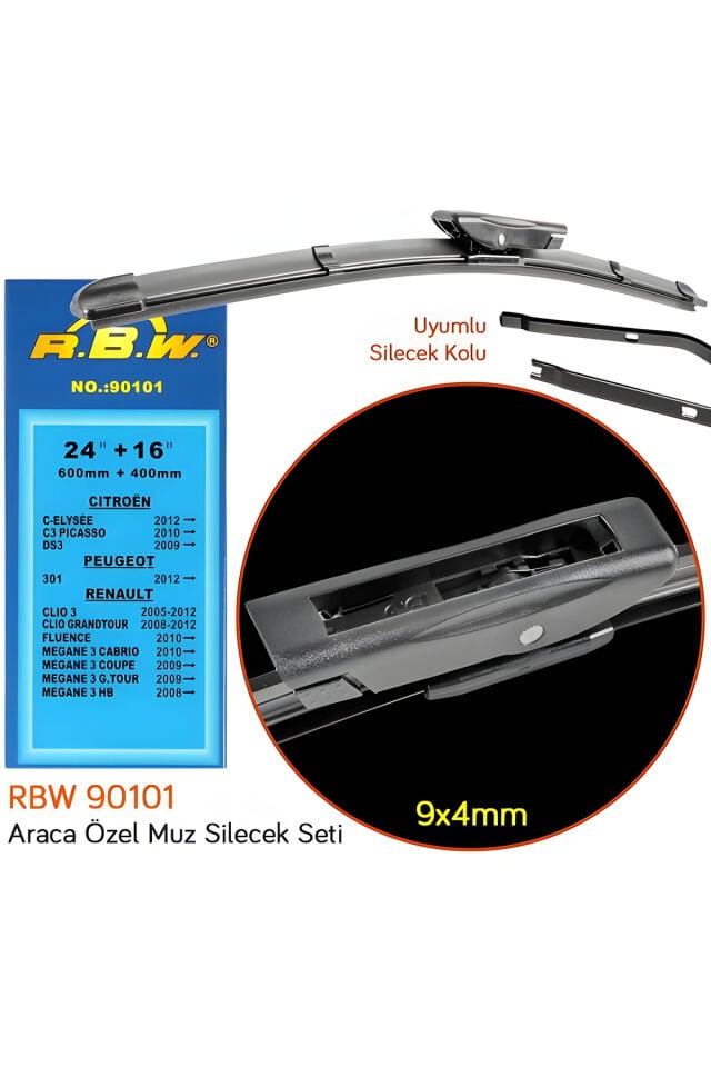 Renault Megane 3 2008 Ve Üzeri Muz Silecek Takımı (600mm-400mm)